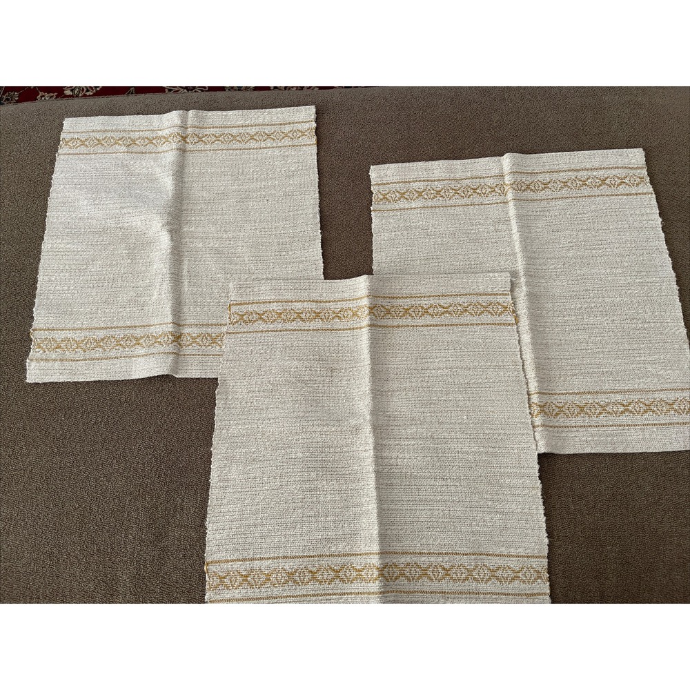 12.5"x13.75" Rabun Gap Crafts Beige Tab Placemat/Silverware Holder/Napkins (TD)